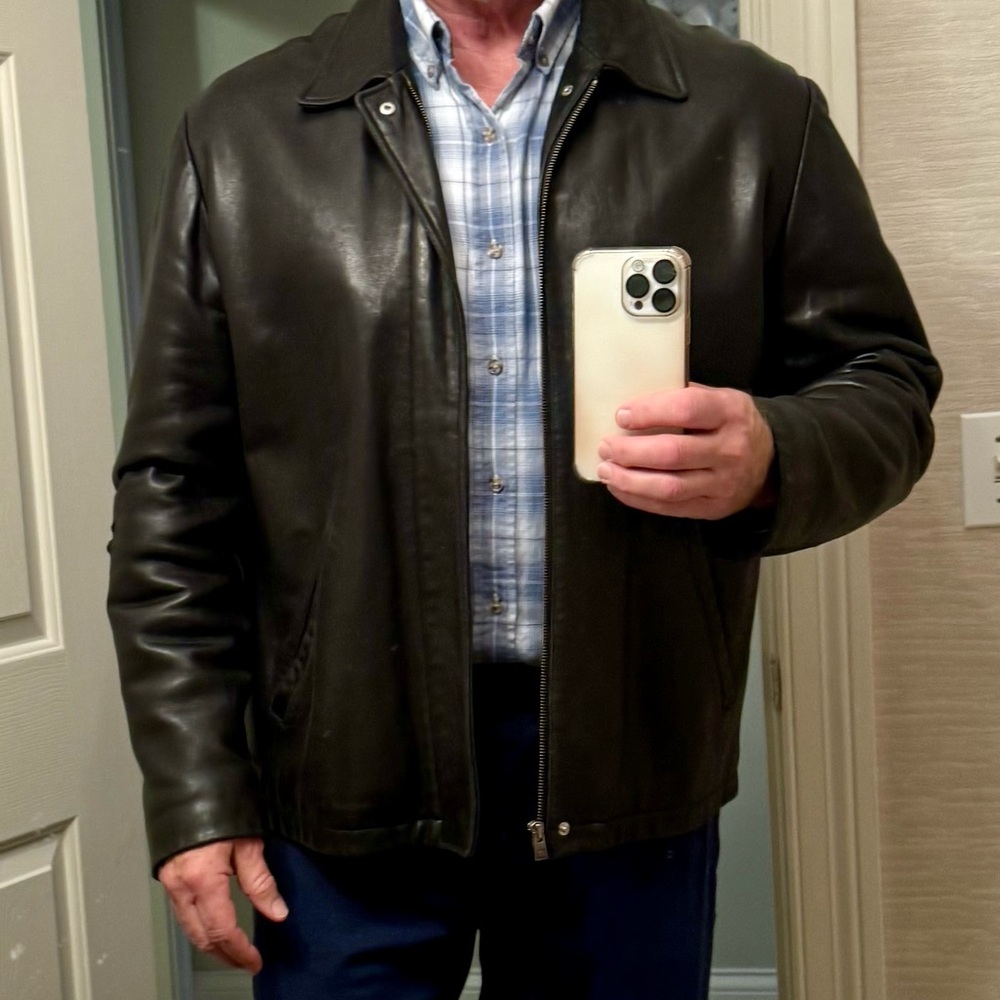 Perry Ellis Dark Leather Jacket XL